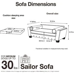 Enchanted Home Pet Sailor Sofa Cat & Dog Bed With Removable Cover 17 Enchanted Home Pet Sailor Sofa Cat & Dog Bed With Removable Cover -Blue Buffalos Shop 305355 PT6. AC SS1800 V1623249450