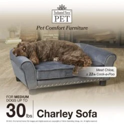 Enchanted Home Pet Charley Sofa Cat & Dog Bed With Removable Cover -Blue Buffalos Shop 305367 PT4. AC SS1800 V1623249775