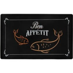 Frisco Silicone Fish Print Dog & Cat Food Mat, Black