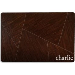 904 Custom Personalized Modern Geometric Woodgrain Dog & Cat Placemat