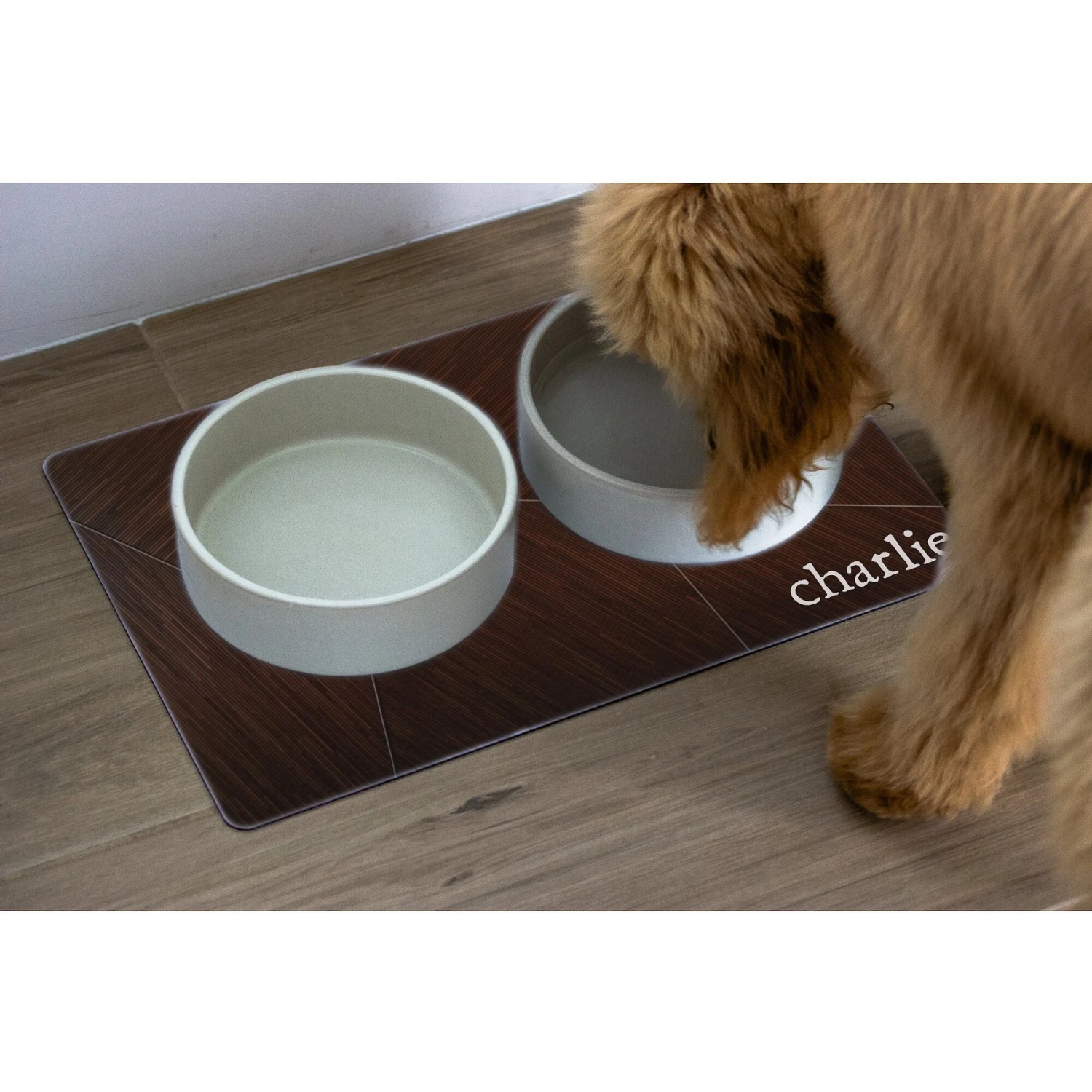 904 Custom Personalized Modern Geometric Woodgrain Dog & Cat Placemat 4 904 Custom Personalized Modern Geometric Woodgrain Dog & Cat Placemat - Image 2