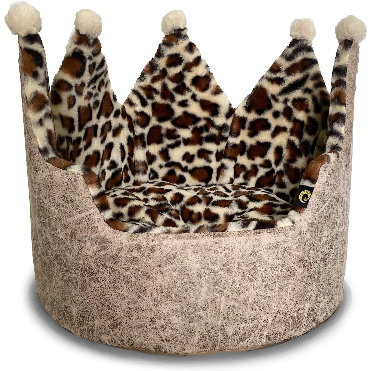 Precious Tails Leopard Crown Bolster Cat & Dog Bed 3 Precious Tails Leopard Crown Bolster Cat & Dog Bed