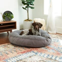 Happy Hounds Scooter Deluxe Round Pillow Dog Bed With Removable Cover, Gray -Blue Buffalos Shop 328581 PT3. AC SS1800 V1631146272