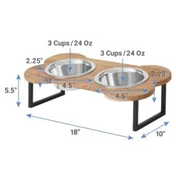 Frisco Premium Wood Elevated Bone Shape Stainless Steel Double Diner Dog & Cat Bowl, 3 Cup -Blue Buffalos Shop 331497 PT1. AC SS1800 V1661891788