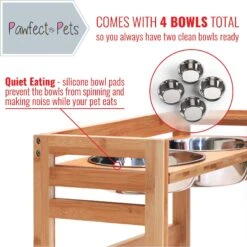 Pawfect Pets Adjustable Height Elevated Raised Dog Bowl Stand With Four Stainless Steel Bowls, Large -Blue Buffalos Shop 333592 PT2. AC SS1800 V1634079995