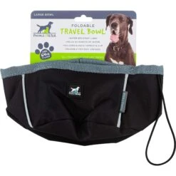 Pounce + Fetch Large Waterproof Cat & Dog Travel Bowl, Black, 6-cup