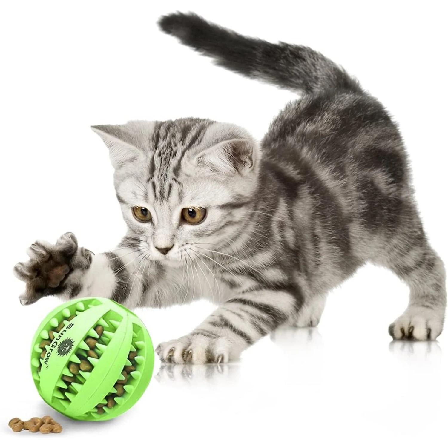SunGrow Interactive Chew Ball Treat Dispenser Dog & Cat Teething Toy 5 SunGrow Interactive Chew Ball Treat Dispenser Dog & Cat Teething Toy - Image 3