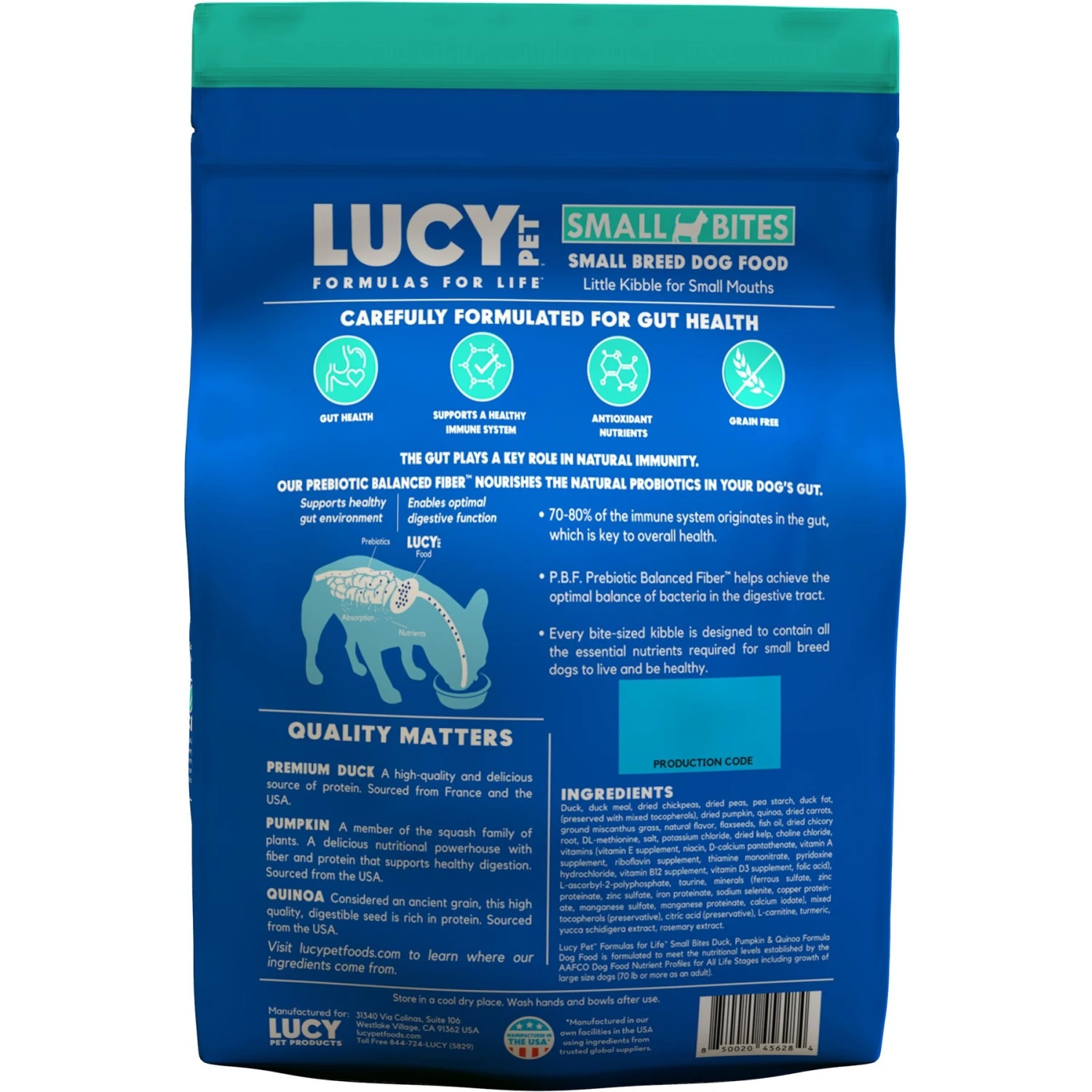 Lucy Pet Products Duck Pumpkin & Quinoa Small Bites Dog Food, 4.5-lbs Bag 4 Lucy Pet Products Duck Pumpkin & Quinoa Small Bites Dog Food, 4.5-lbs Bag - Image 2