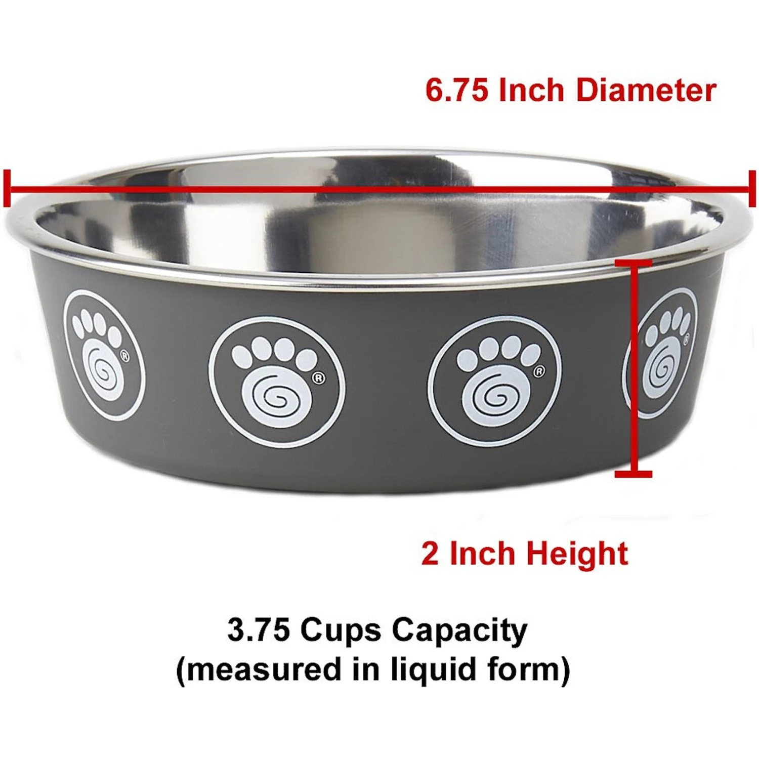 PetRageous Designs Capri Stainless-Steel Dog Bowl, Gray 4 PetRageous Designs Capri Stainless-Steel Dog Bowl, Gray - Image 2