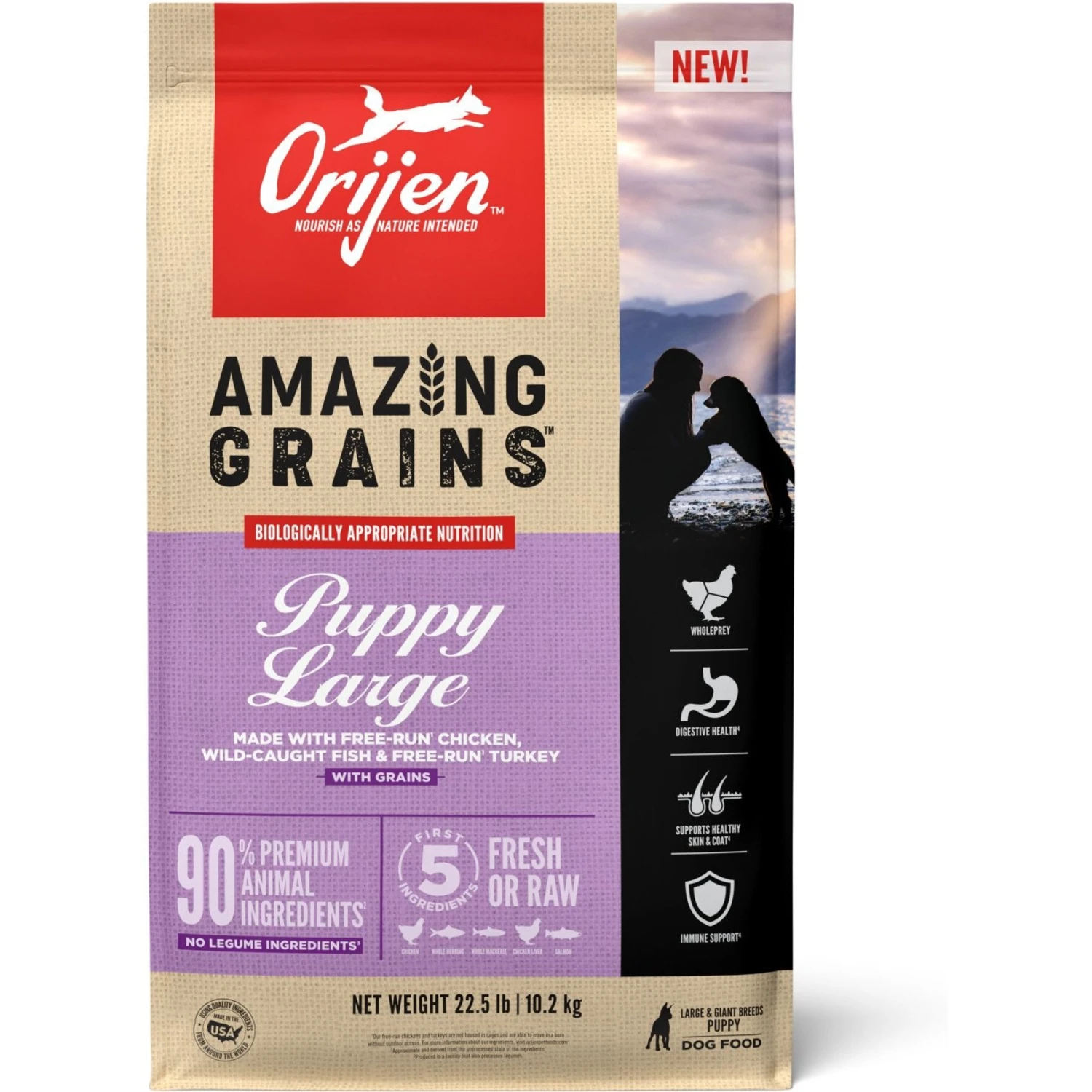 ORIJEN Amazing Grains Puppy Large Breed Dry Dog Food, 22.5-lb Bag 3 ORIJEN Amazing Grains Puppy Large Breed Dry Dog Food, 22.5-lb Bag