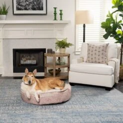Bark And Slumber Round Cloud Bolster Dog Bed With Removable Cover -Blue Buffalos Shop 361271 PT2. AC SS1800 V1645485558