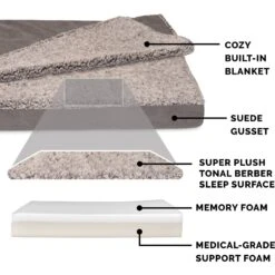 FurHaven Berber & Suede Blanket Top Memory Foam Cat & Dog Bed -Blue Buffalos Shop 362081 PT5. AC SS1800 V1645660589