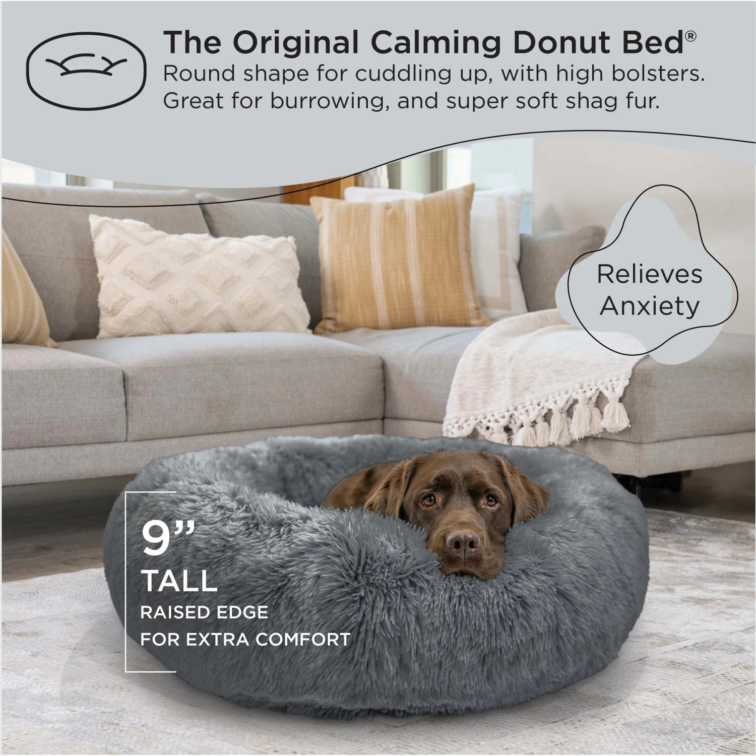 Best Friends By Sheri The Original Calming Shag Fur Donut Cuddler Cat & Dog Bed 7 Best Friends By Sheri The Original Calming Shag Fur Donut Cuddler Cat & Dog Bed - Image 5