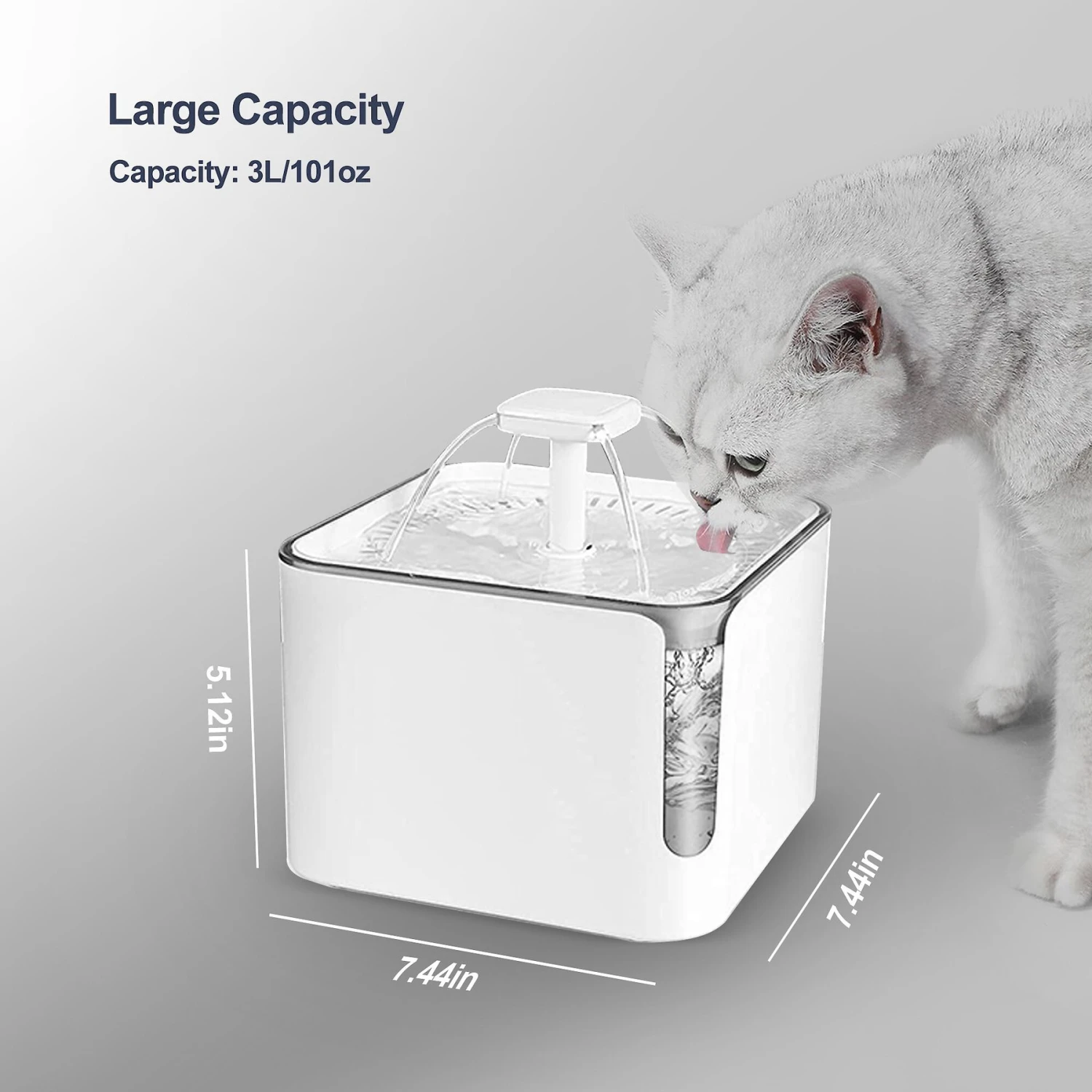 Petdiary Automatic Cat Water Fountain, White, Medium 4 Petdiary Automatic Cat Water Fountain, White, Medium - Image 2
