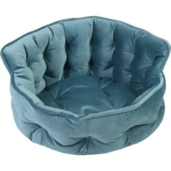 Precious Tails Ultra Plush Mini Tufted Velvet Round Bolster Cat & Dog Bed -Blue Buffalos Shop 366697 PT1. AC SS1800 V1644382901