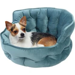 Precious Tails Ultra Plush Mini Tufted Velvet Round Bolster Cat & Dog Bed -Blue Buffalos Shop 366697 PT2. AC SS1800 V1644371548