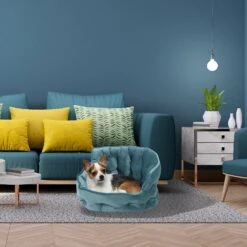 Precious Tails Ultra Plush Mini Tufted Velvet Round Bolster Cat & Dog Bed -Blue Buffalos Shop 366697 PT3. AC SS1800 V1644371522