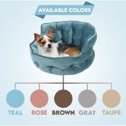 Precious Tails Ultra Plush Mini Tufted Velvet Round Bolster Cat & Dog Bed -Blue Buffalos Shop 366697 PT6. AC SS1800 V1644373919