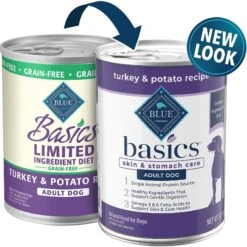 Blue Buffalo Basics Skin & Stomach Care Grain-Free Formula Turkey & Potato Recipe Adult Dry Dog Food & Blue Buffalo Basics Skin & Stomach Care Grain-Free Turkey & Potato Recipe Canned Dog Food -Blue Buffalos Shop 367531 PT4. AC SS1800 V1646349713