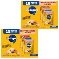 Pedigree Chopped Ground Dinner Variety Pack Chicken, Filet Mignon & Beef Adult Wet Dog Food & Pedigree Chopped Ground Dinner Variety Pack With Chicken, Beef & Bacon Adult Wet Dog Food