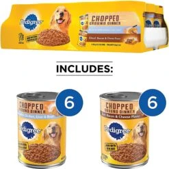 Pedigree Chopped Ground Dinner Liver & Beef, Beef, Bacon & Cheese Flavor With Chicken Adult Canned Wet Dog Food Combo Variety Pack & Pedigree Chopped Ground Dinner Beef, Bacon & Cheese Flavor Adult Canned Wet Dog Food -Blue Buffalos Shop 367567 PT2. AC SS1800 V1645743403