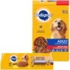 Pedigree Complete Nutrition Grilled Steak & Vegetable Flavor Dog Kibble Adult Dry Dog Food & Pedigree Chopped Ground Dinner Liver & Beef, Beef, Bacon & Cheese Flavor With Chicken Adult Canned Wet Dog Food Combo Variety Pack