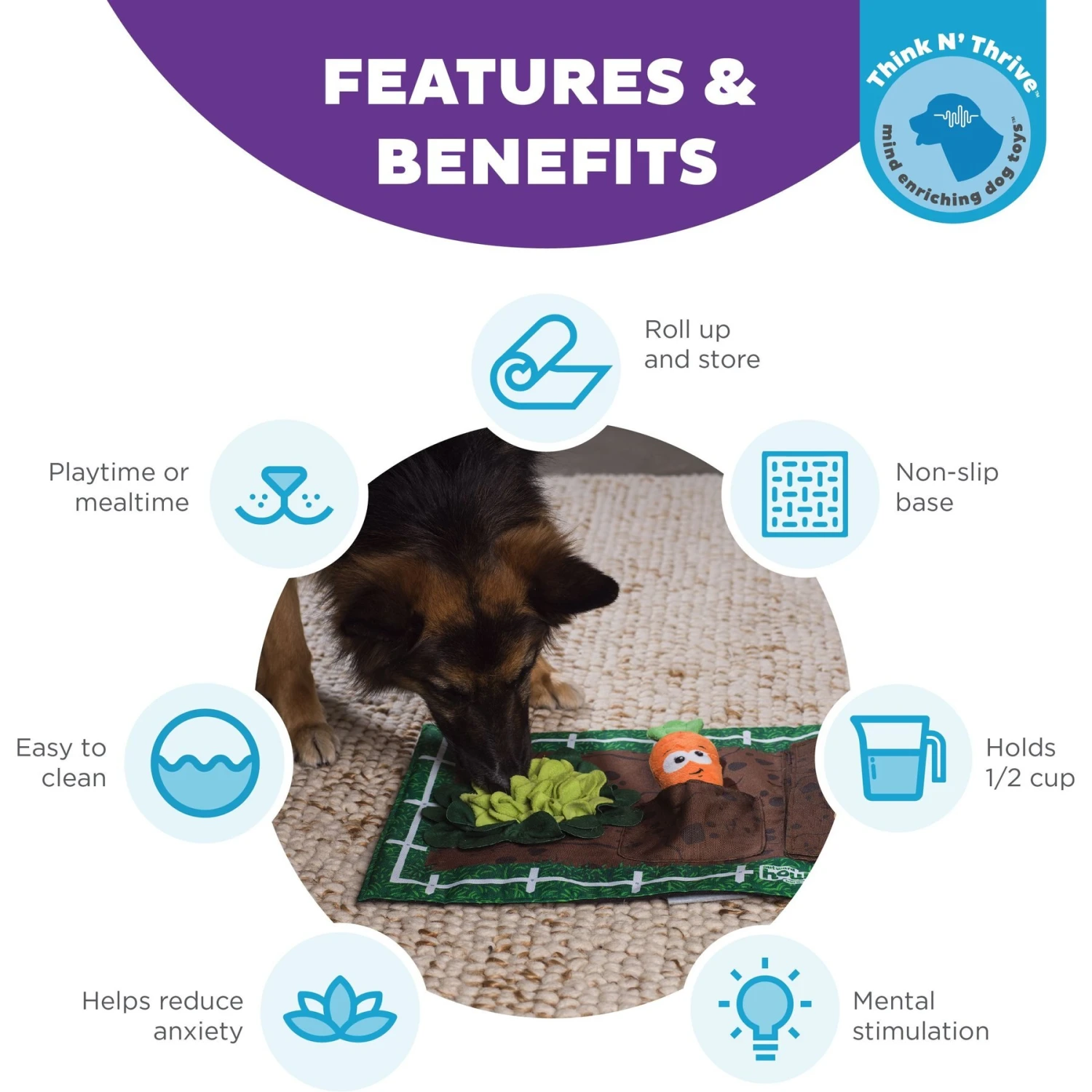 Outward Hound Activity Matz Garden Game Puzzle Plush Dog Toy 4 Outward Hound Activity Matz Garden Game Puzzle Plush Dog Toy - Image 2