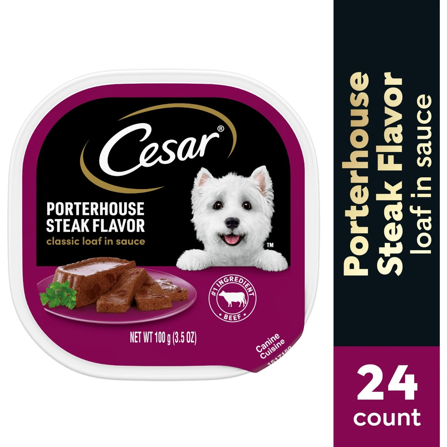 Cesar Classic Loaf In Sauce Porterhouse Steak Flavor Grain-Free Small Breed Adult Wet Dog Food Trays 5 Cesar Classic Loaf In Sauce Porterhouse Steak Flavor Grain-Free Small Breed Adult Wet Dog Food Trays - Image 3
