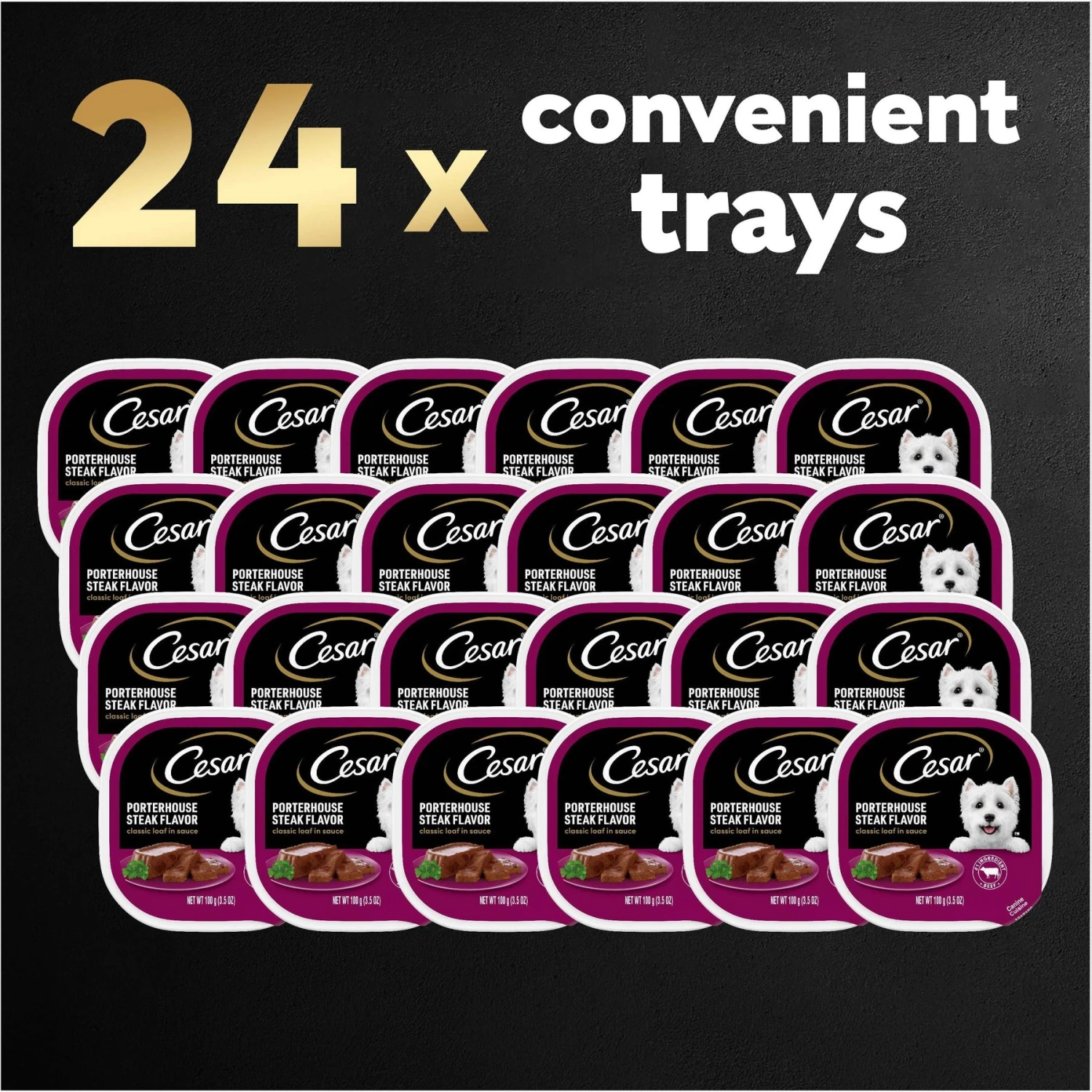 Cesar Classic Loaf In Sauce Porterhouse Steak Flavor Grain-Free Small Breed Adult Wet Dog Food Trays 11 Cesar Classic Loaf In Sauce Porterhouse Steak Flavor Grain-Free Small Breed Adult Wet Dog Food Trays - Image 9