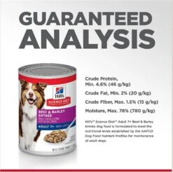 Hill's Science Diet Adult 7+ Beef & Barley Entree Canned Dog Food 17 Hill's Science Diet Adult 7+ Beef & Barley Entree Canned Dog Food -Blue Buffalos Shop 48971 PT6. AC SS1800 V1598145358