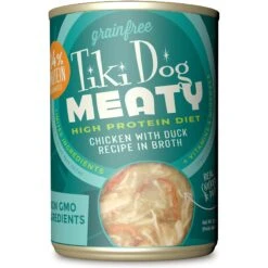 Tiki Dog Meaty Whole Foods Grain-Free Chicken & Duck Chunks In Gravy Canned Dog Food, 12-oz, Case Of 8