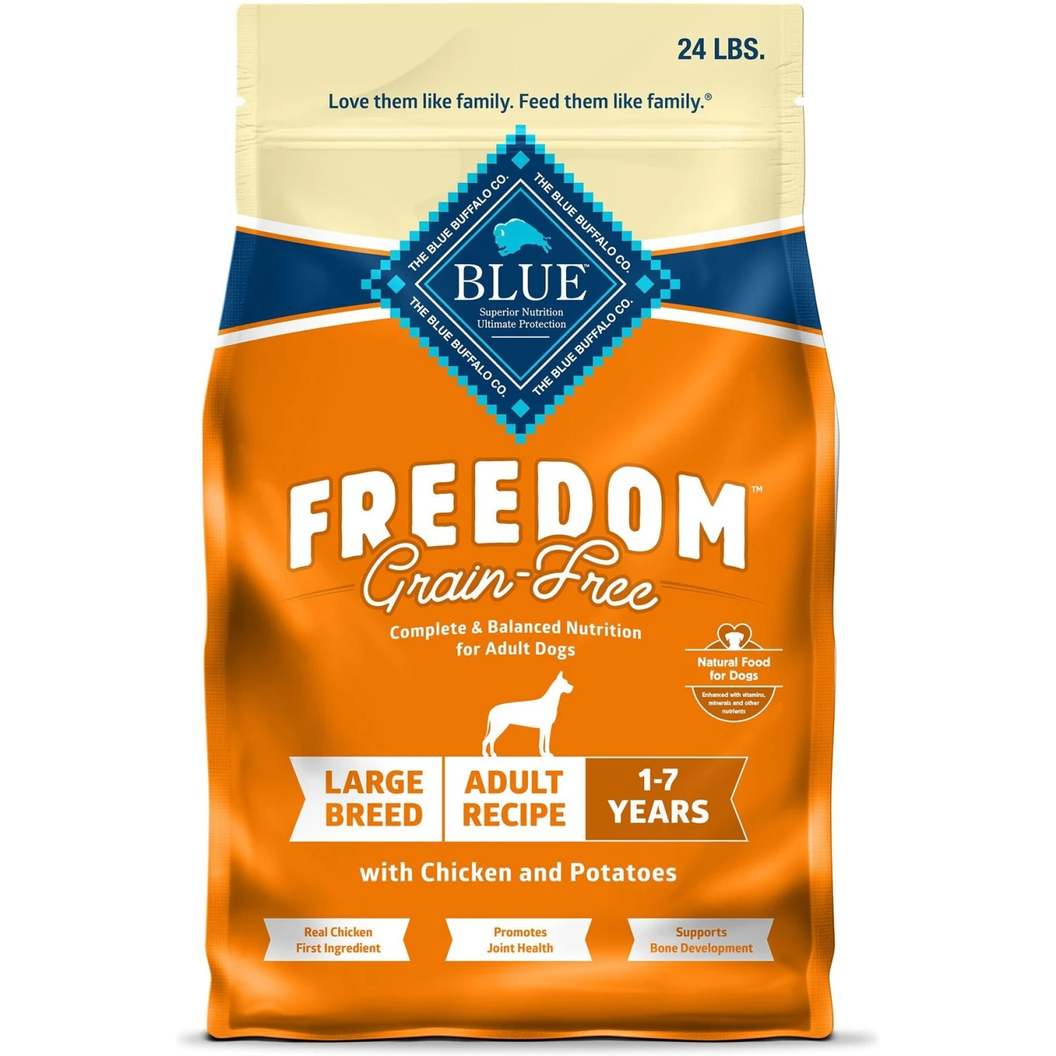Blue Buffalo Freedom Large Breed Adult Chicken Recipe Grain-Free Dry Dog Food 3 Blue Buffalo Freedom Large Breed Adult Chicken Recipe Grain-Free Dry Dog Food
