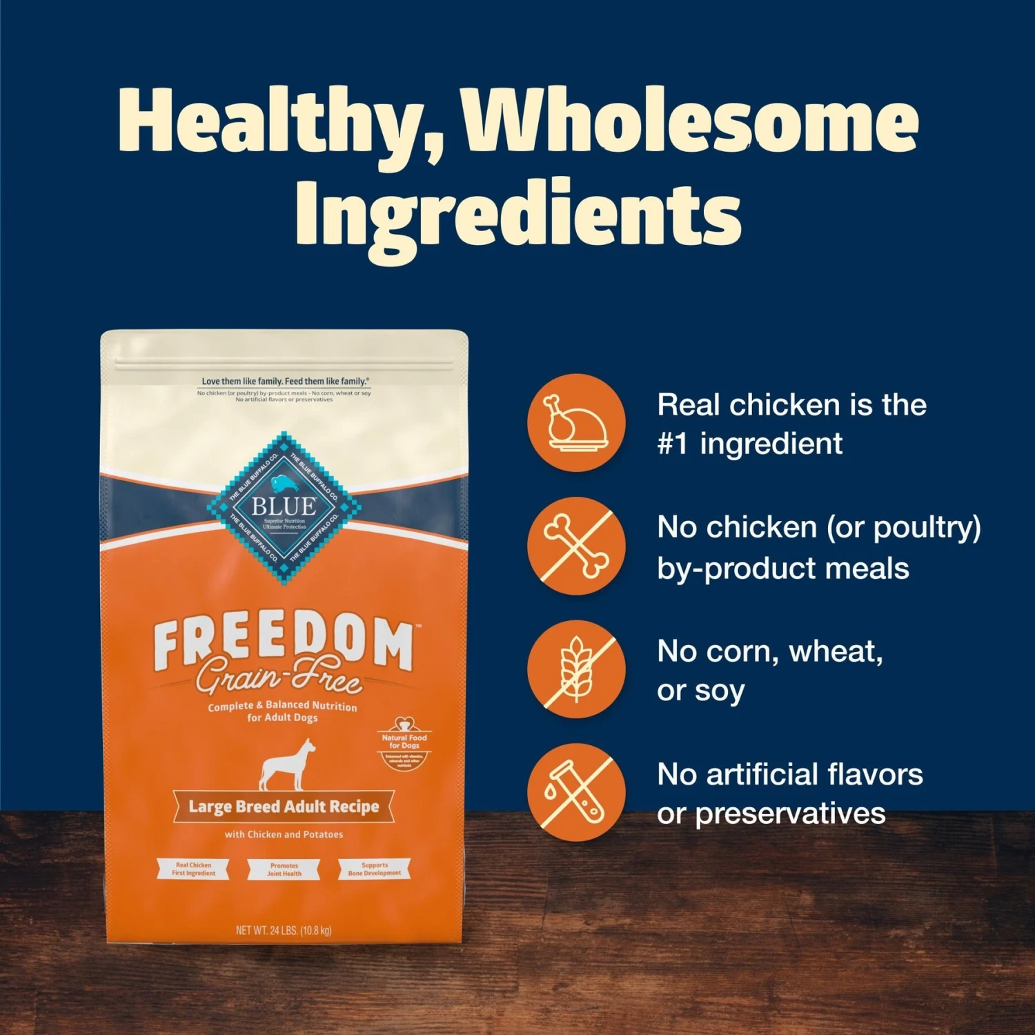 Blue Buffalo Freedom Large Breed Adult Chicken Recipe Grain-Free Dry Dog Food 7 Blue Buffalo Freedom Large Breed Adult Chicken Recipe Grain-Free Dry Dog Food - Image 5
