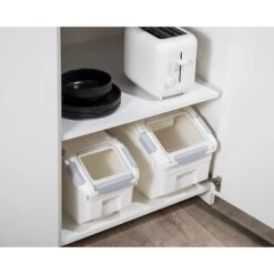 Hanamya Pet Food Storage Container With Measuring Cup, White & Gray -Blue Buffalos Shop 511766 PT3. AC SS1800 V1649204867