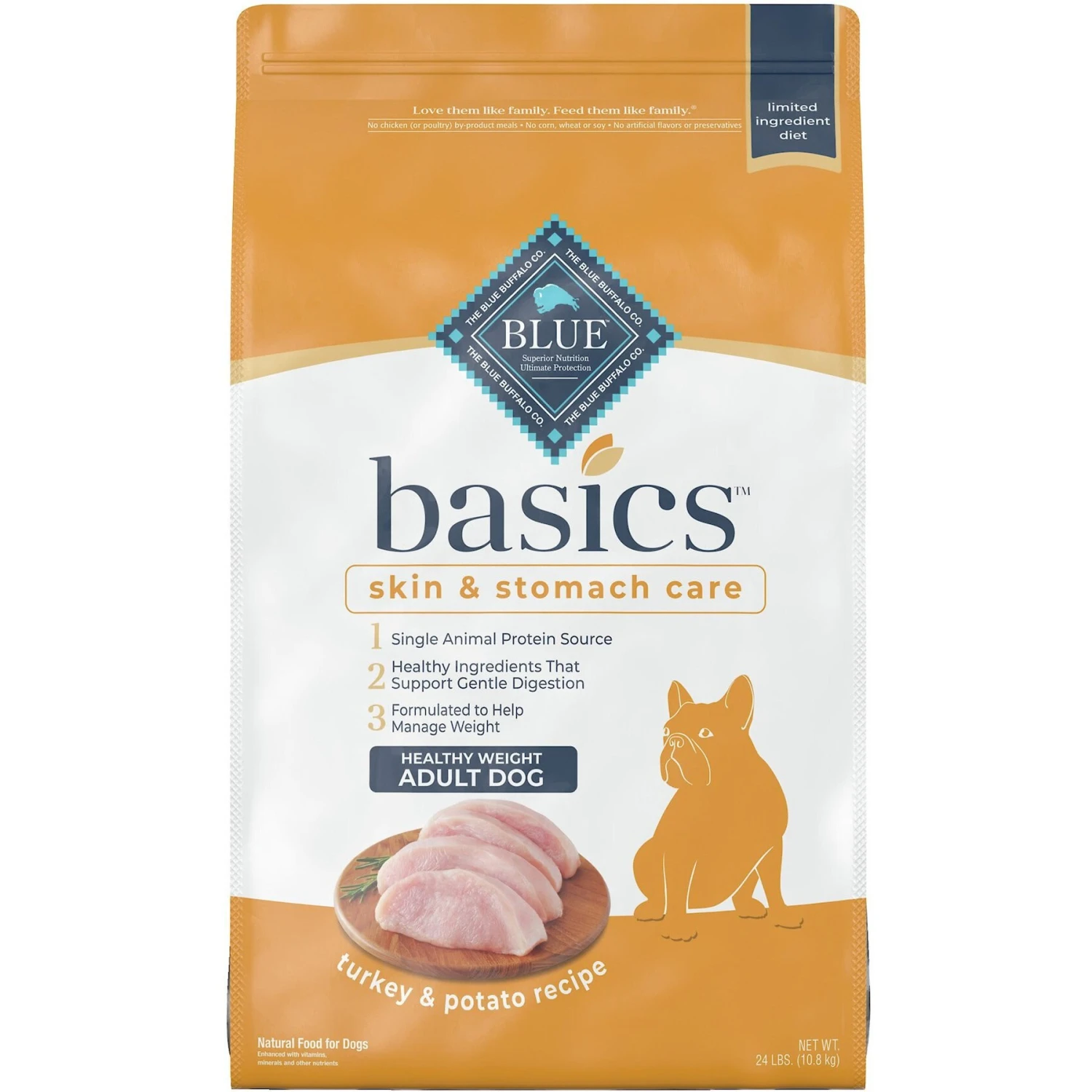 Blue Buffalo Basics Skin & Stomach Care Healthy Weight Turkey & Potato Recipe Adult Dry Dog Food 3 Blue Buffalo Basics Skin & Stomach Care Healthy Weight Turkey & Potato Recipe Adult Dry Dog Food