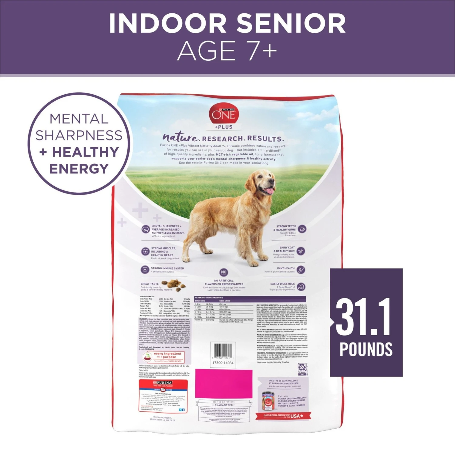 Purina ONE SmartBlend Vibrant Maturity 7+ Formula Adult Premium Dry Dog Food 4 Purina ONE SmartBlend Vibrant Maturity 7+ Formula Adult Premium Dry Dog Food - Image 2