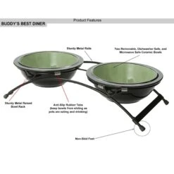 PetRageous Designs Buddy's Best Double Diner Elevated Dog & Cat Bowls -Blue Buffalos Shop 54957 PT4. AC SS1800 V1660339487