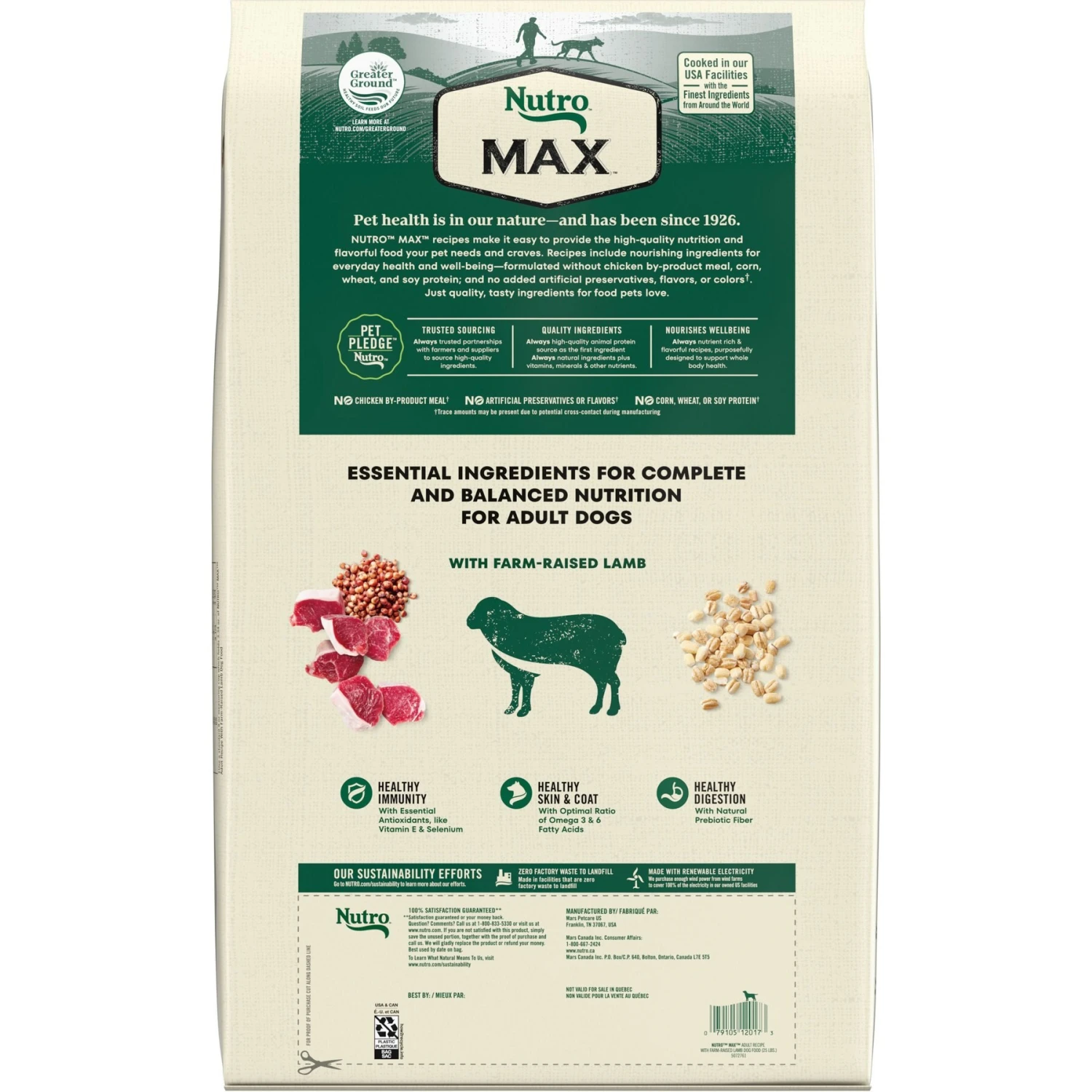 Nutro Max Adult Farm-Raised Lamb Recipe Natural Dry Dog Food, 25-lb Bag 5 Nutro Max Adult Farm-Raised Lamb Recipe Natural Dry Dog Food, 25-lb Bag - Image 3