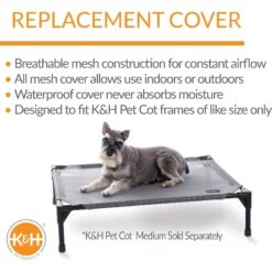 K&H Pet Products All Weather Elevated Dog Cot Bed Replacement Cover, Gray -Blue Buffalos Shop 613814 PT2. AC SS1800 V1660242518