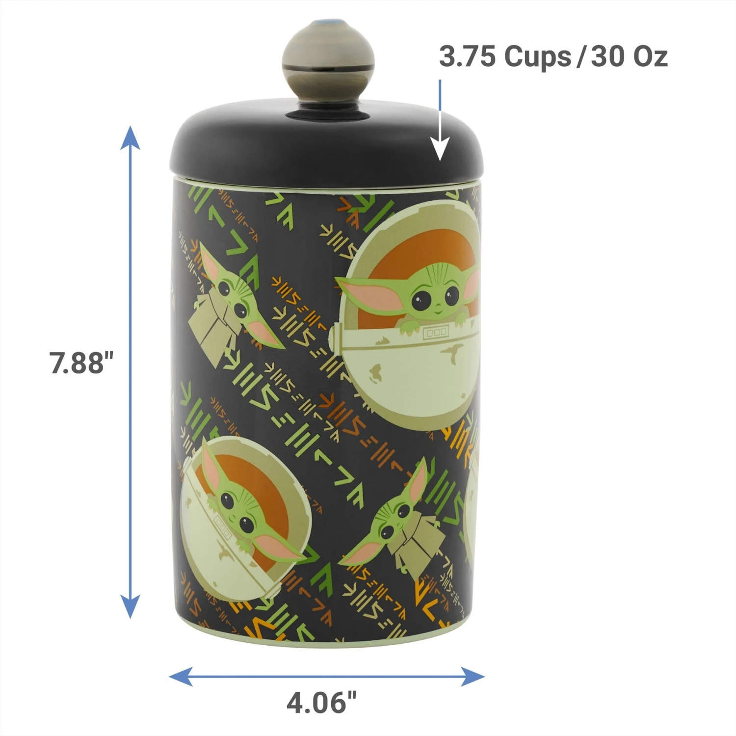 STAR WARS THE MANDALORIAN THE CHILD Aurebesh Ceramic Treat Jar & STAR WARS THE MANDALORIAN GROGU AUREBESH Non-Skid Stainless Steel With Melamine Stand Dog & Cat Bowl 5 STAR WARS THE MANDALORIAN THE CHILD Aurebesh Ceramic Treat Jar & STAR WARS THE MANDALORIAN GROGU AUREBESH Non-Skid Stainless Steel With Melamine Stand Dog & Cat Bowl - Image 3