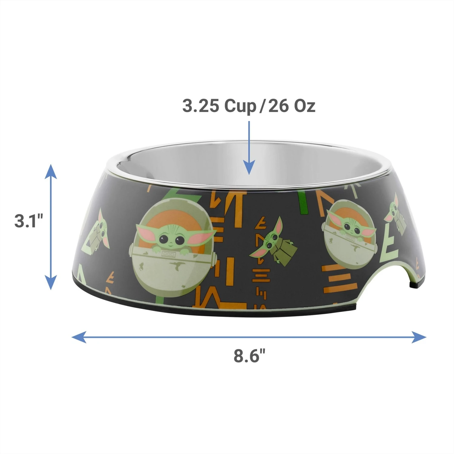 STAR WARS THE MANDALORIAN THE CHILD Aurebesh Ceramic Treat Jar & STAR WARS THE MANDALORIAN GROGU AUREBESH Non-Skid Stainless Steel With Melamine Stand Dog & Cat Bowl 9 STAR WARS THE MANDALORIAN THE CHILD Aurebesh Ceramic Treat Jar & STAR WARS THE MANDALORIAN GROGU AUREBESH Non-Skid Stainless Steel With Melamine Stand Dog & Cat Bowl - Image 7