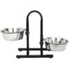 Iconic Pet U Design Adjustable Stainless Steel Pet Double Dog Bowl