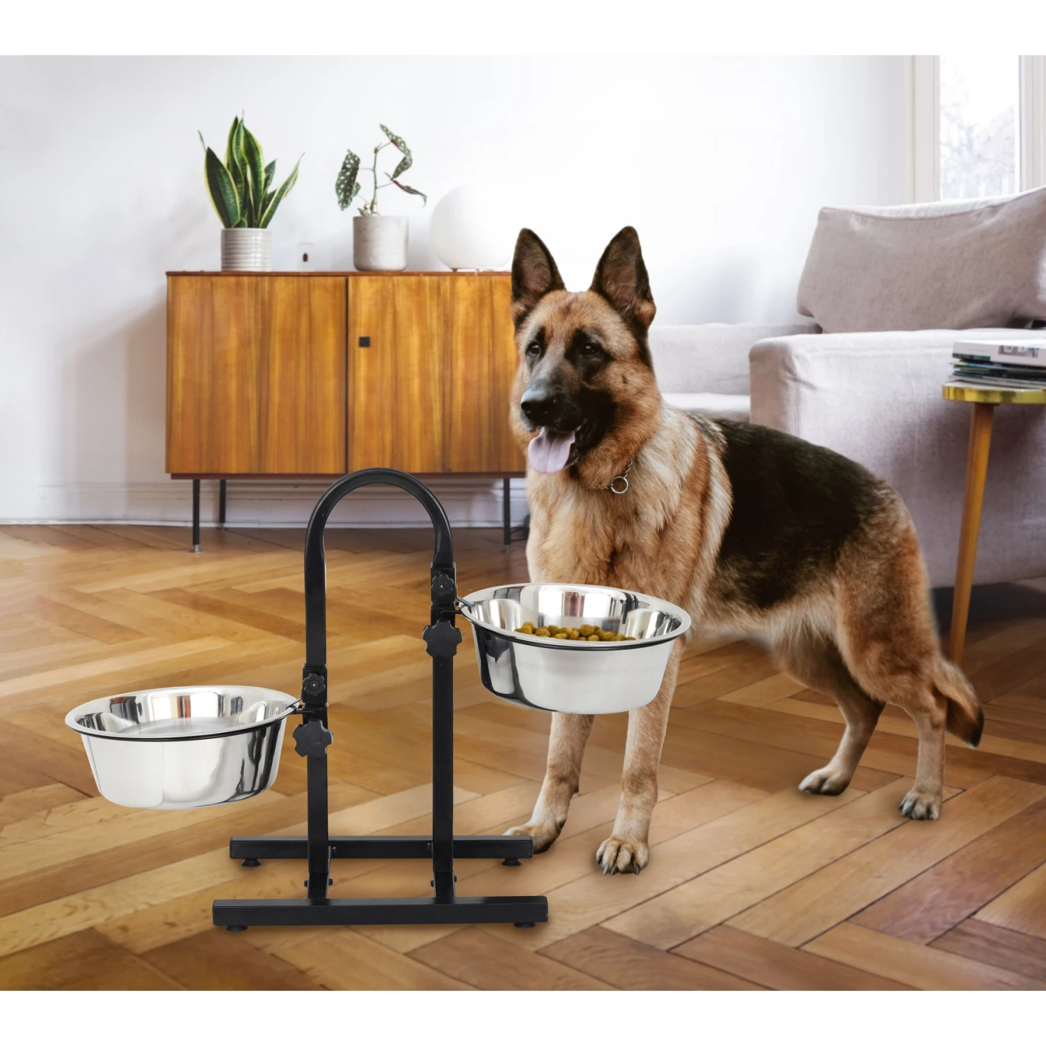 Iconic Pet U Design Adjustable Stainless Steel Pet Double Dog Bowl 10 Iconic Pet U Design Adjustable Stainless Steel Pet Double Dog Bowl - Image 8