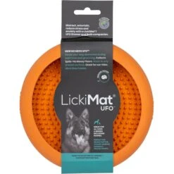 LickiMat UFO Slow Feeder Dog Bowl, Orange, Standard
