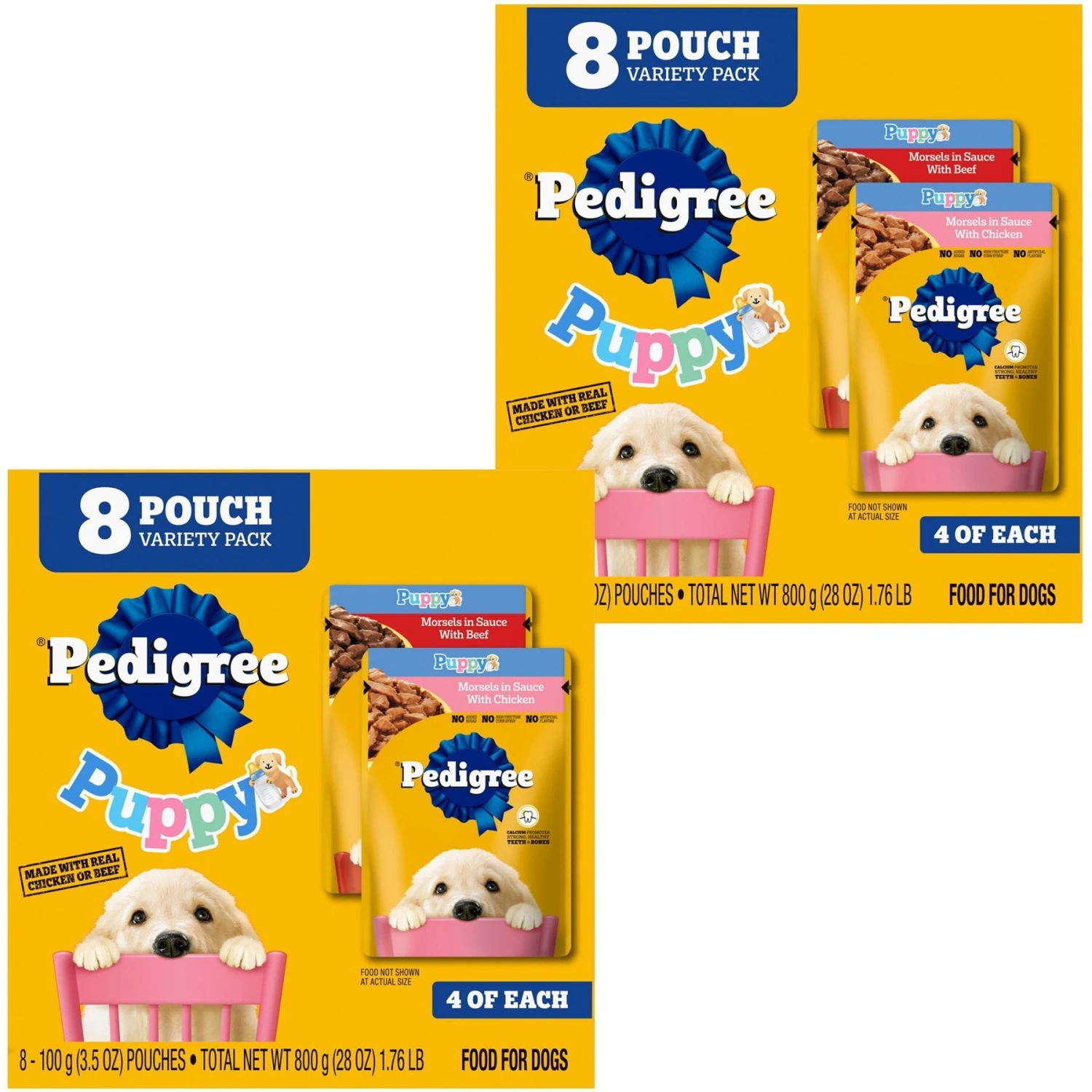Pedigree Puppy Variety Pack Morsels In Sauce With Beef & Chicken Wet Dog Food Pouches 3 Pedigree Puppy Variety Pack Morsels In Sauce With Beef & Chicken Wet Dog Food Pouches