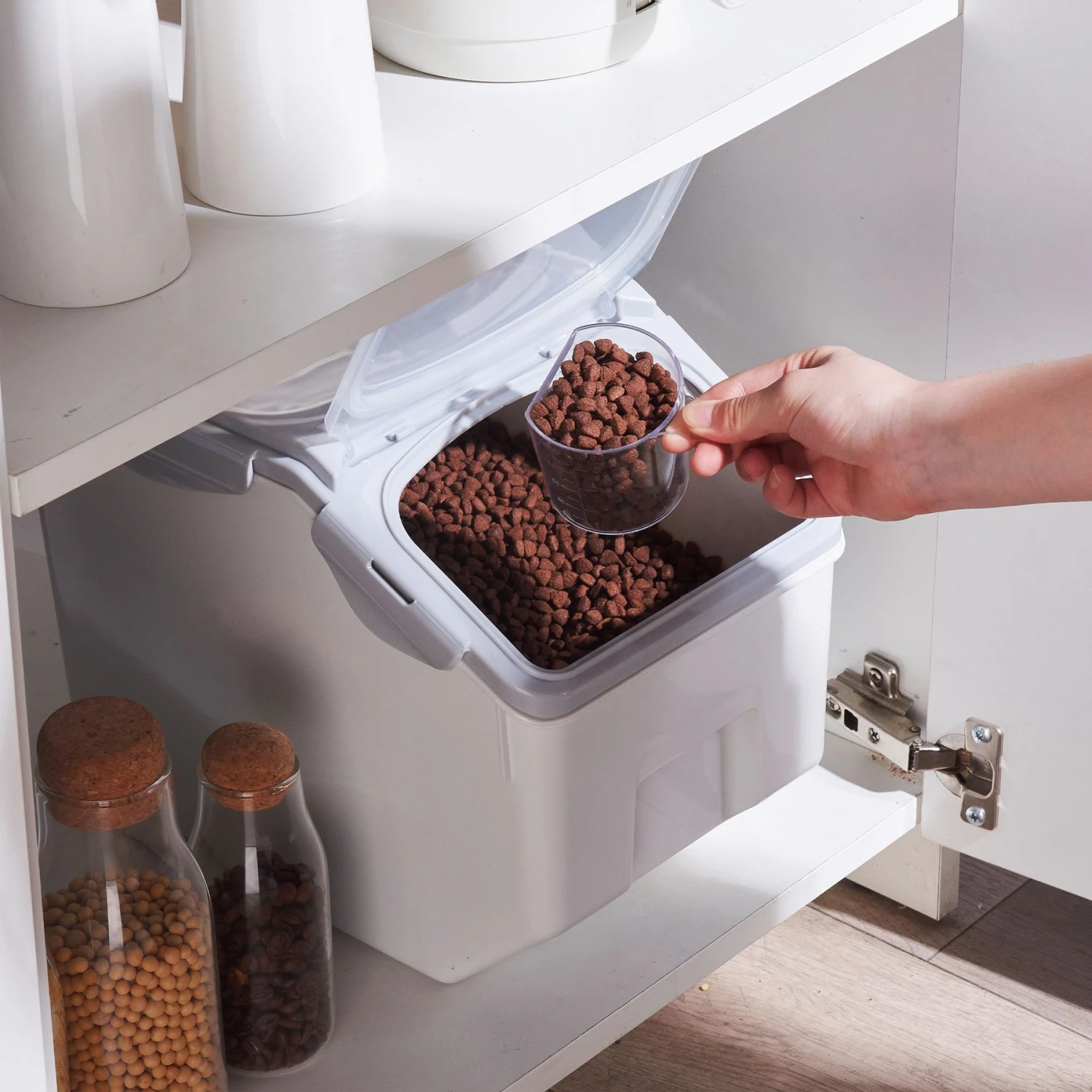Hanamya Container With Measuring Cup Dog & Cat Food Storage 4 Hanamya Container With Measuring Cup Dog & Cat Food Storage - Image 2