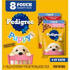 Pedigree Puppy Growth & Protection Chicken & Vegetable Flavor Dry Dog Food & Pedigree Puppy Variety Pack Morsels In Sauce With Beef & Chicken Wet Dog Food Pouches -Blue Buffalos Shop 688934 PT5. AC SS1800 V1668802600