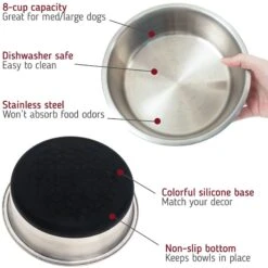 Leashboss Stainless Steel Silicone Base Dog Bowl, Medium/Large 8 Leashboss Stainless Steel Silicone Base Dog Bowl, Medium/Large -Blue Buffalos Shop 695022 PT1. AC SS1800 V1669907471