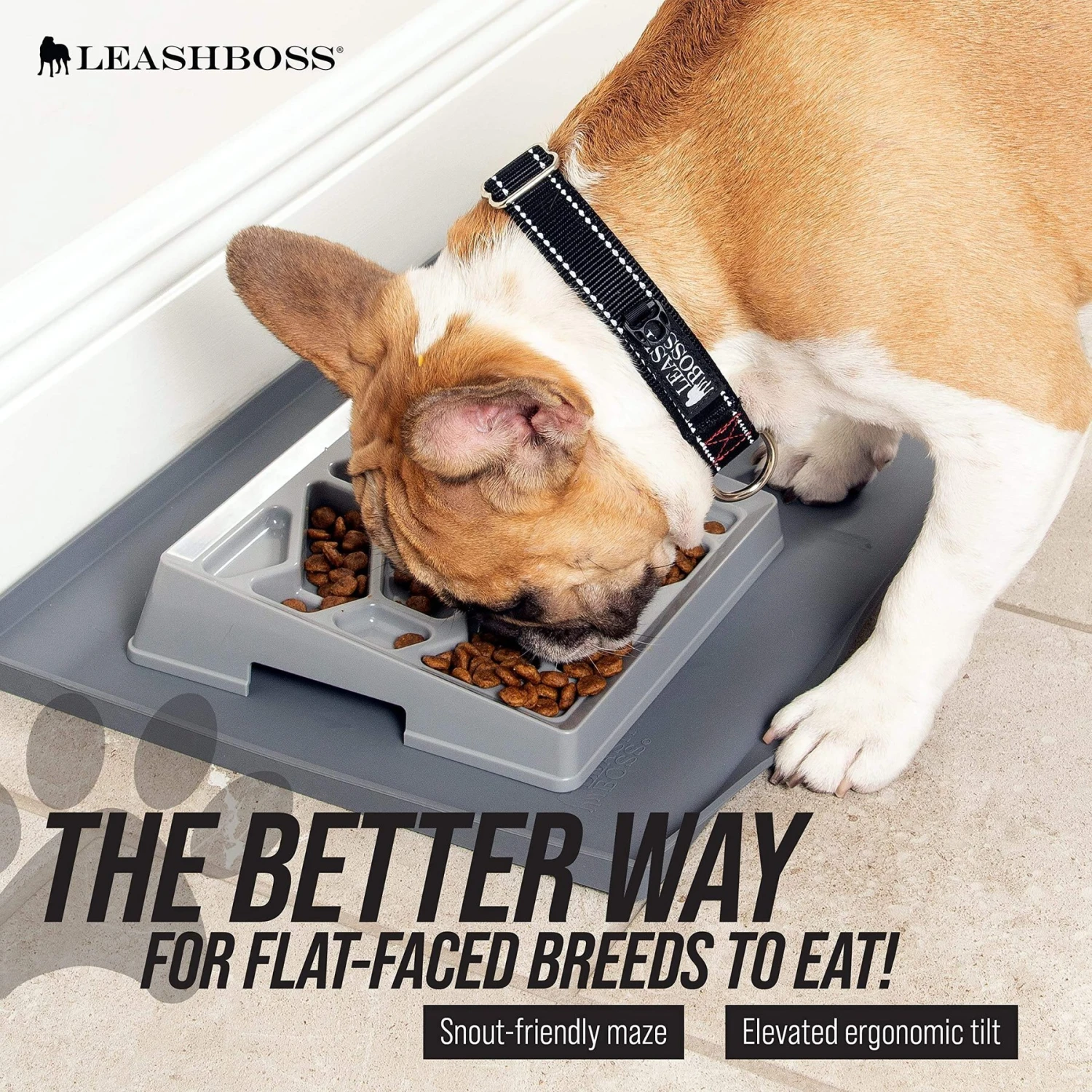 Leashboss Flat Face Slow Feeder Dog Bowl, Small/Medium 4 Leashboss Flat Face Slow Feeder Dog Bowl, Small/Medium - Image 2