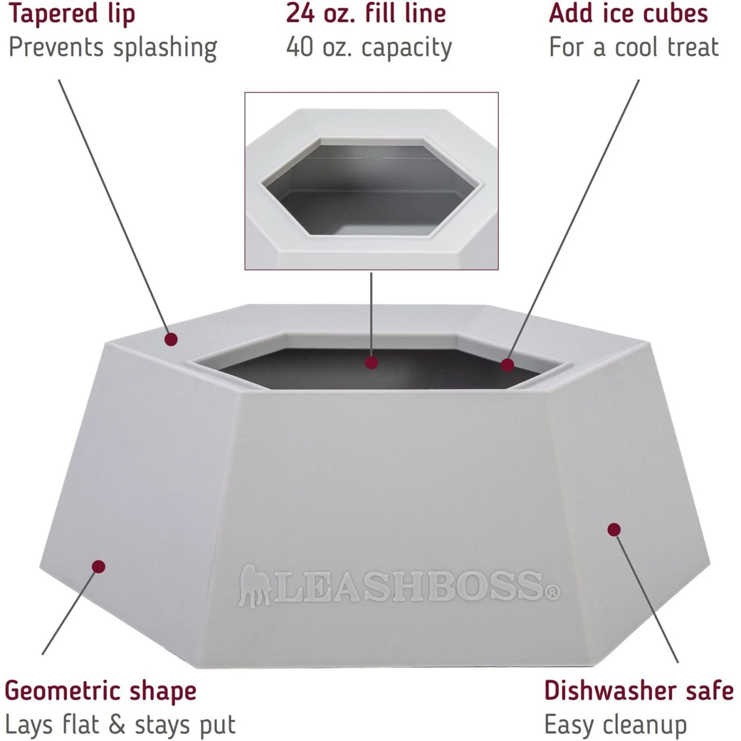 Leashboss Splashless Travel Dog Water Bowl, Gray, 40-oz Cup 4 Leashboss Splashless Travel Dog Water Bowl, Gray, 40-oz Cup - Image 2